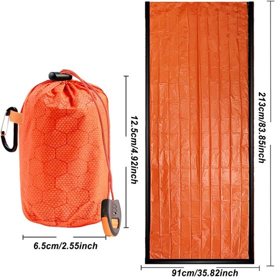 Survival Slaapzak - Thermische Bivakzak - Outdoor Overleven - Verhoogt Temperatuur - Compact - Oranje — afbeelding 5