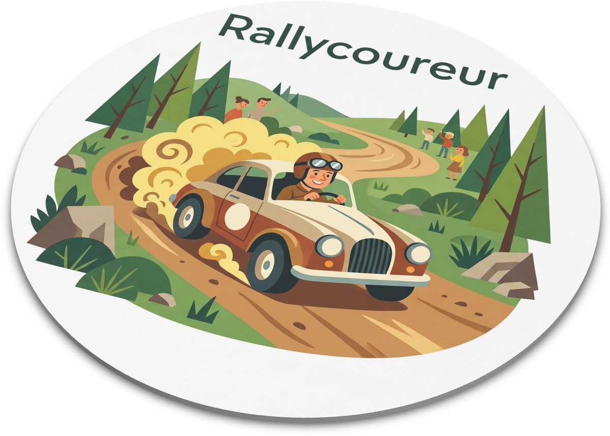 Ronde Muismat Rallycoureur Retro Illustratie Autosport & Rally Stoer Cadeau Beroep & Hobby Bureau