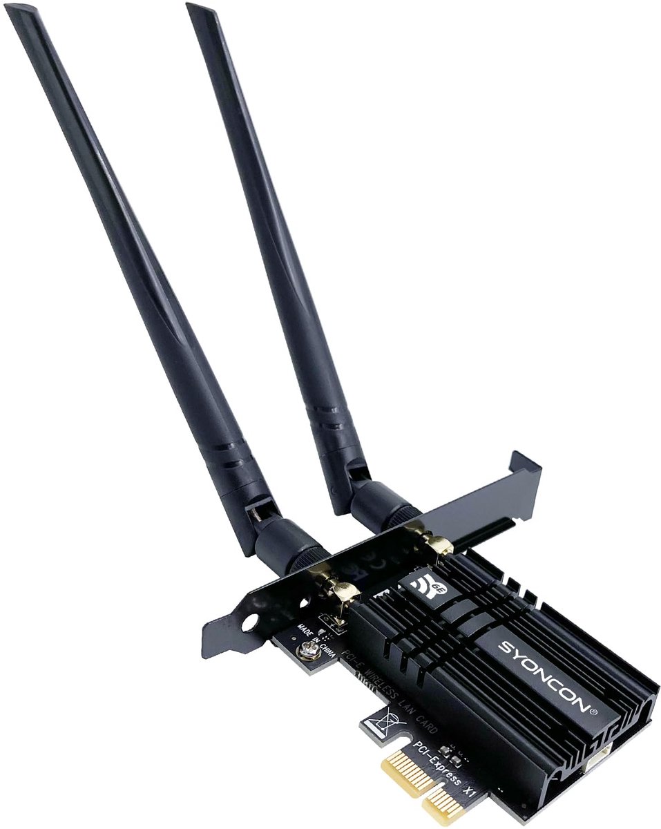 SnelShoppen - WiFi 6E AXE5400 PCIe WiFi-kaart met Bluetooth 5.3, Tri-Band 2,4G/5G/6GHz, 5374Mbps, PCI Express Draadloze Netwerkkaart voor Desktop-PC W