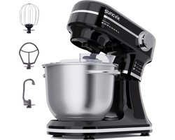 SUNCOK Keukenmixer, krachtige motor van 1500 W, met twee roestvrijstalen mengkommen (4,5 l en 5,5 l), multifunctionele deeghaak, geschikt voor bakken en kneden van deeg.