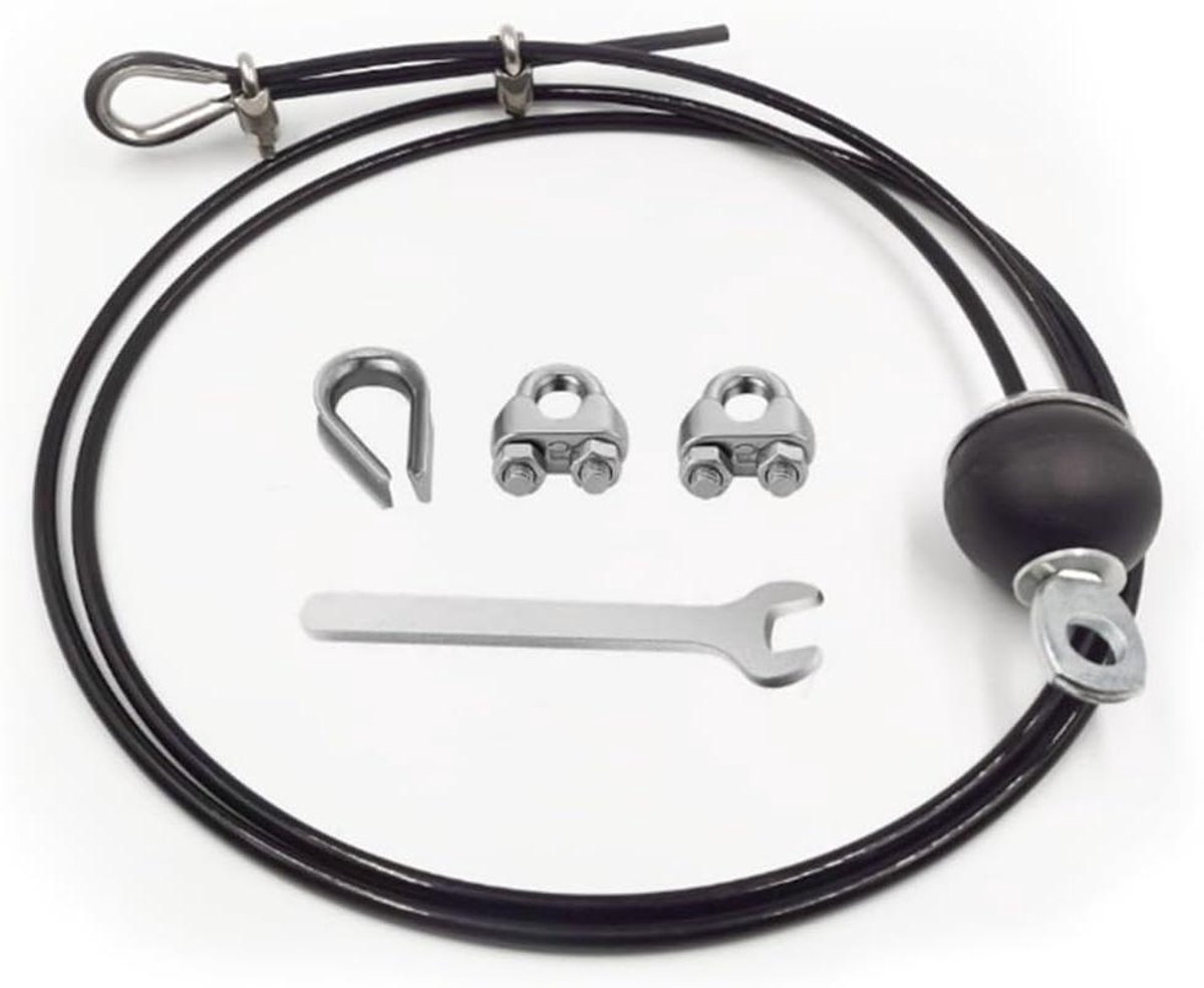 Fitness Pulley Kabel - Reservekabel Krachtstation - Kracht Training - Kunststof Gecoate Staaldraad - 5 mm diameter - Zwart