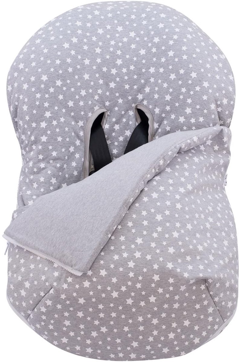 SnelShoppen - Kids Autostoelhoes + Tas Groep 0 - Wit Sterren Katoen - Bescherming en Comfort voor Baby's - Ideaal voor Auto, Vakantie, en Dagelijkse R