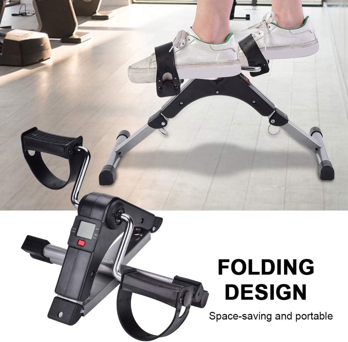Opvouwbare Fietstrainer - Hometrainer Pedaal - Thuis Trainen - Verstelbare Weerstand - 39 x 36 x 18 cm - Zwart