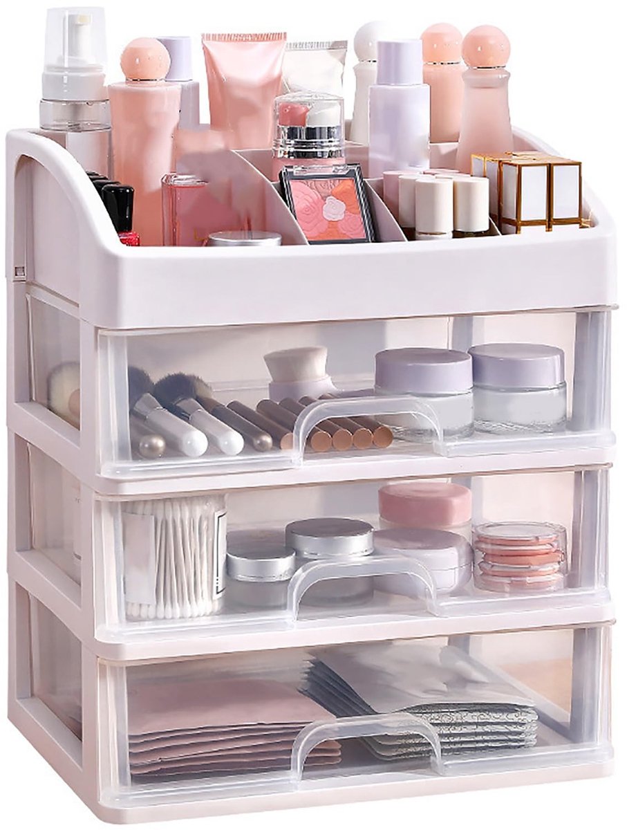 Dailygoods - Cosmetic Storage Box met 3 Laag - Heldere Makeup Organizer