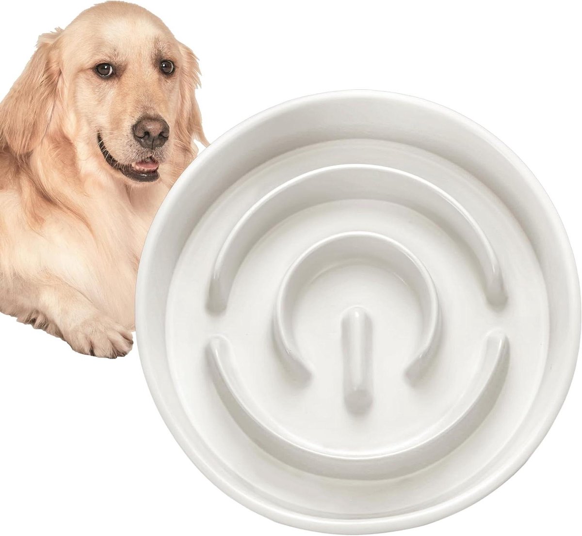 Slow-Feed Antischrokbak voor Honden - Ivoorwit, 1000ml