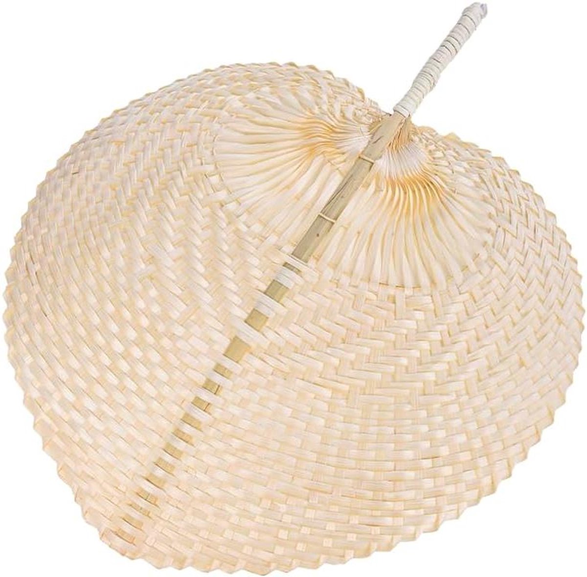 Geweven Ventilator - Handgemaakte Ventilator - Zomerse Koelte - Hartvorm Ontwerp - 38x30 cm - Natuurlijk