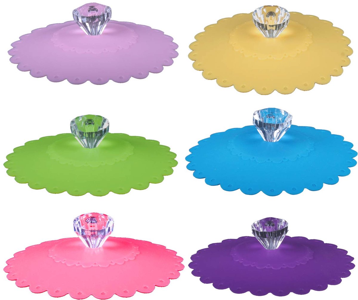Dailygoods - Herbruikbare Siliconen Bekerdeksels - Set van 6 in Diverse Kleuren
