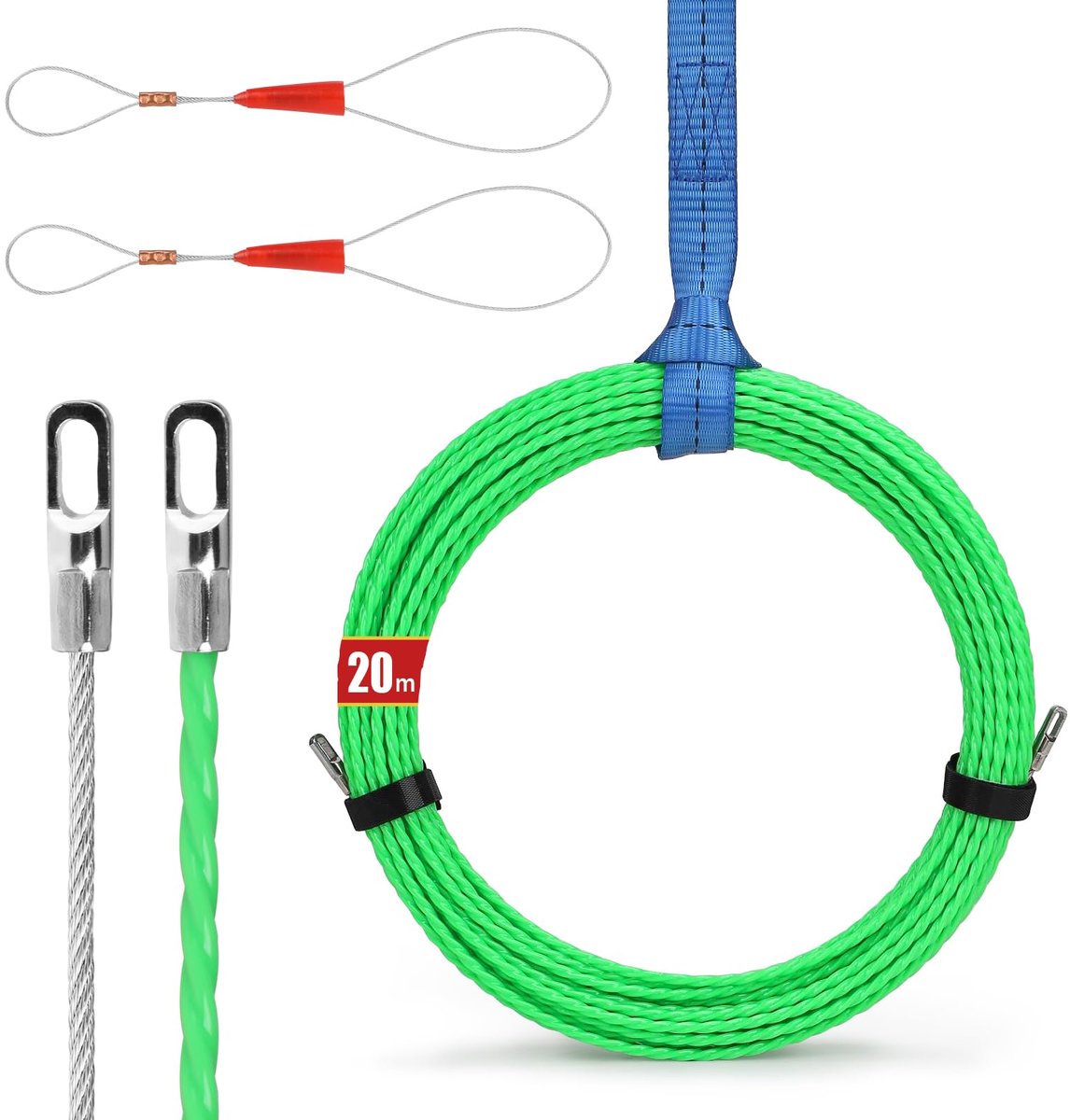 Dailygoods - Elektrische Kabeldoorvoerpunt Probe 20 m - Kabeltrekker met Veer en Bevestigingsbanden
