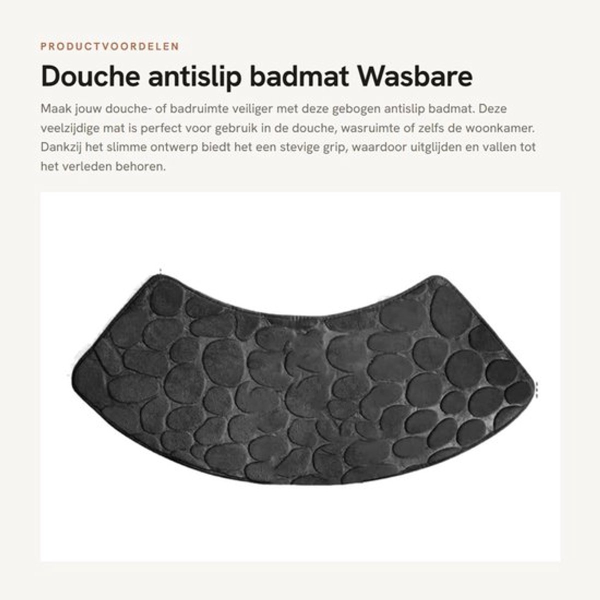 Douchemat Antislip - Wasbare Gebogen Douchemat - Badmat voor Badkamer - 30 x 60 x 100 cm - Zacht en Absorberend
