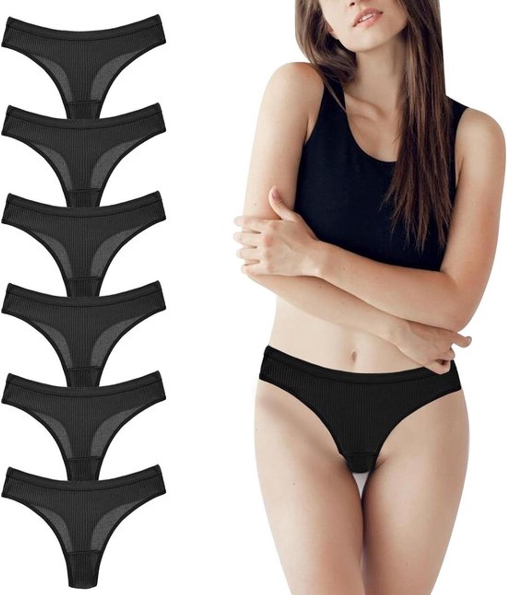 Katoenen damestanga's in verleidelijk, sexy design - 6 stuks. Superzacht, ademend en onzichtbaar.