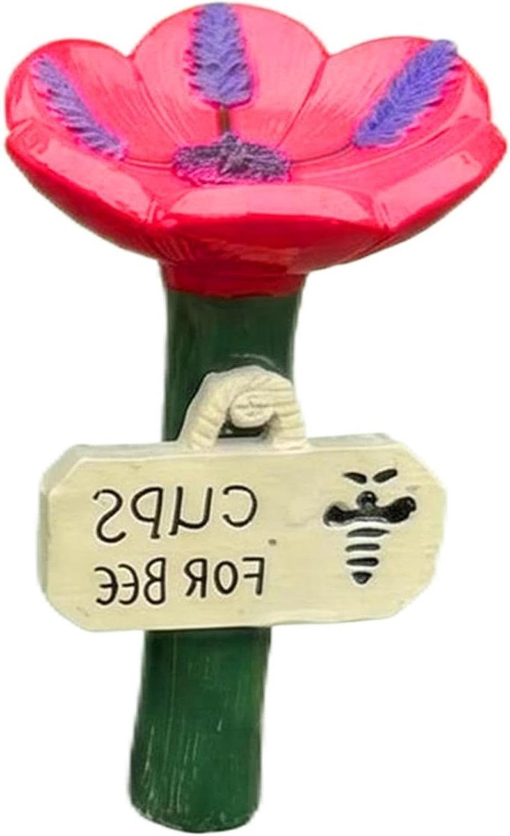 Bijen Drinkbak - Bloemen Waterstation - Bijen Voeden - Bloemvormig Design - 10 x 7 cm - Rood