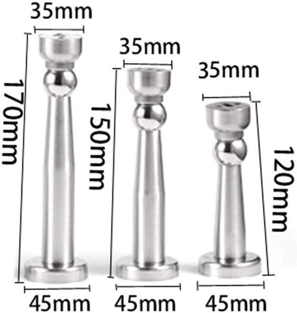 Magnetische Deurstoppers Set van 2 - Roestvrij Staal - Deurstopper met Muurbescherming - 15 cm lang