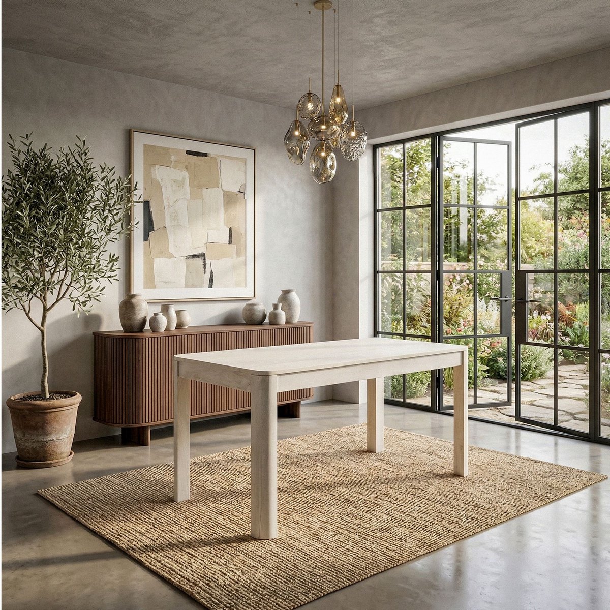 Eettafel mangohout wit 120x60 cm - WL7.379