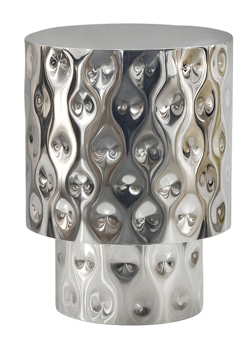 Bijzettafel zilver aluminium rond 36 cm