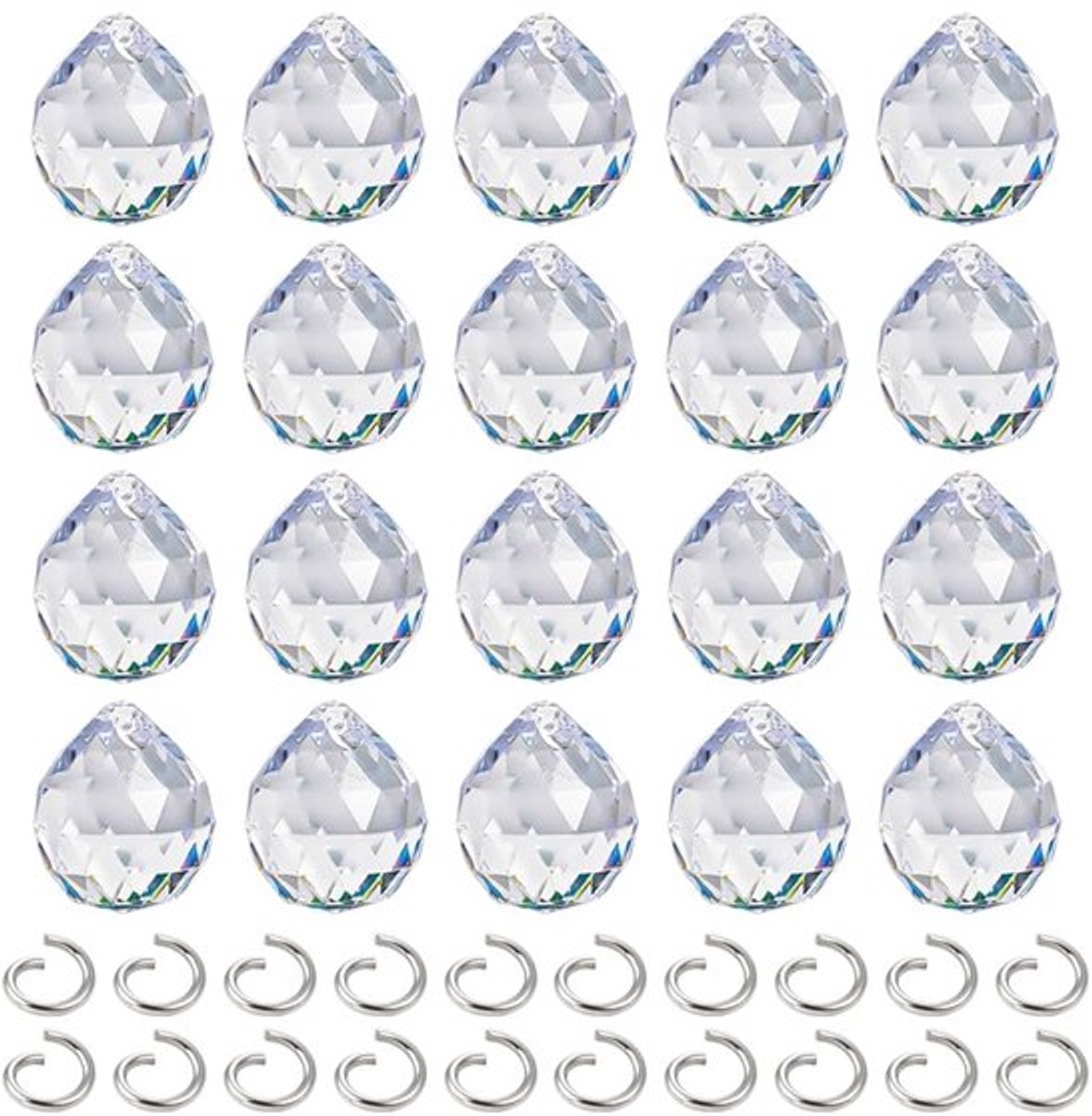 Kristal Prisma Ballen - 20 mm facet - Decoratieve hangende ballen - Transparant - zonlicht vangen - Perfect voor tuin en interieur - Set van 20