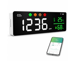 MrGoods - Digitale CO2 Meter - NDIR Sensor - Met hygrometer en thermometer - Luchtkwaliteitsmeter - Alarm - Draagbaar - Co2 Melder