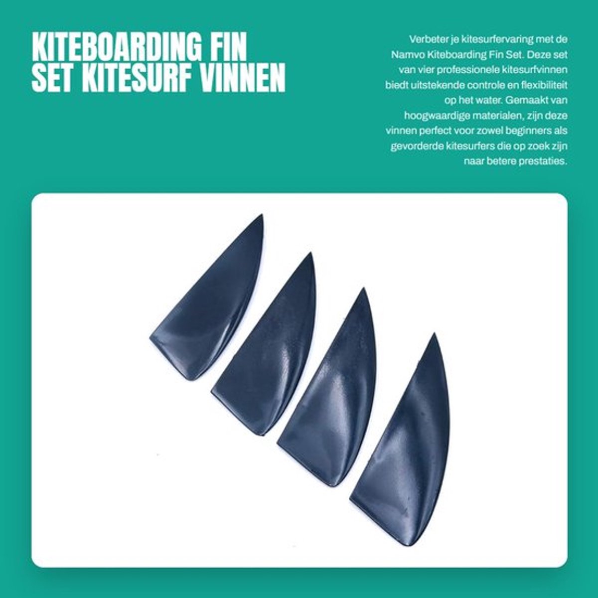Kiteboarding Vin - Vervangingsset van 4 - Hoogwaardige Nylon/Fiberglas - Geschikt voor Kitesurfplank - Inclusief 8 Gaskets - Lichtgewicht 38g per vin - Kite Surf Vin