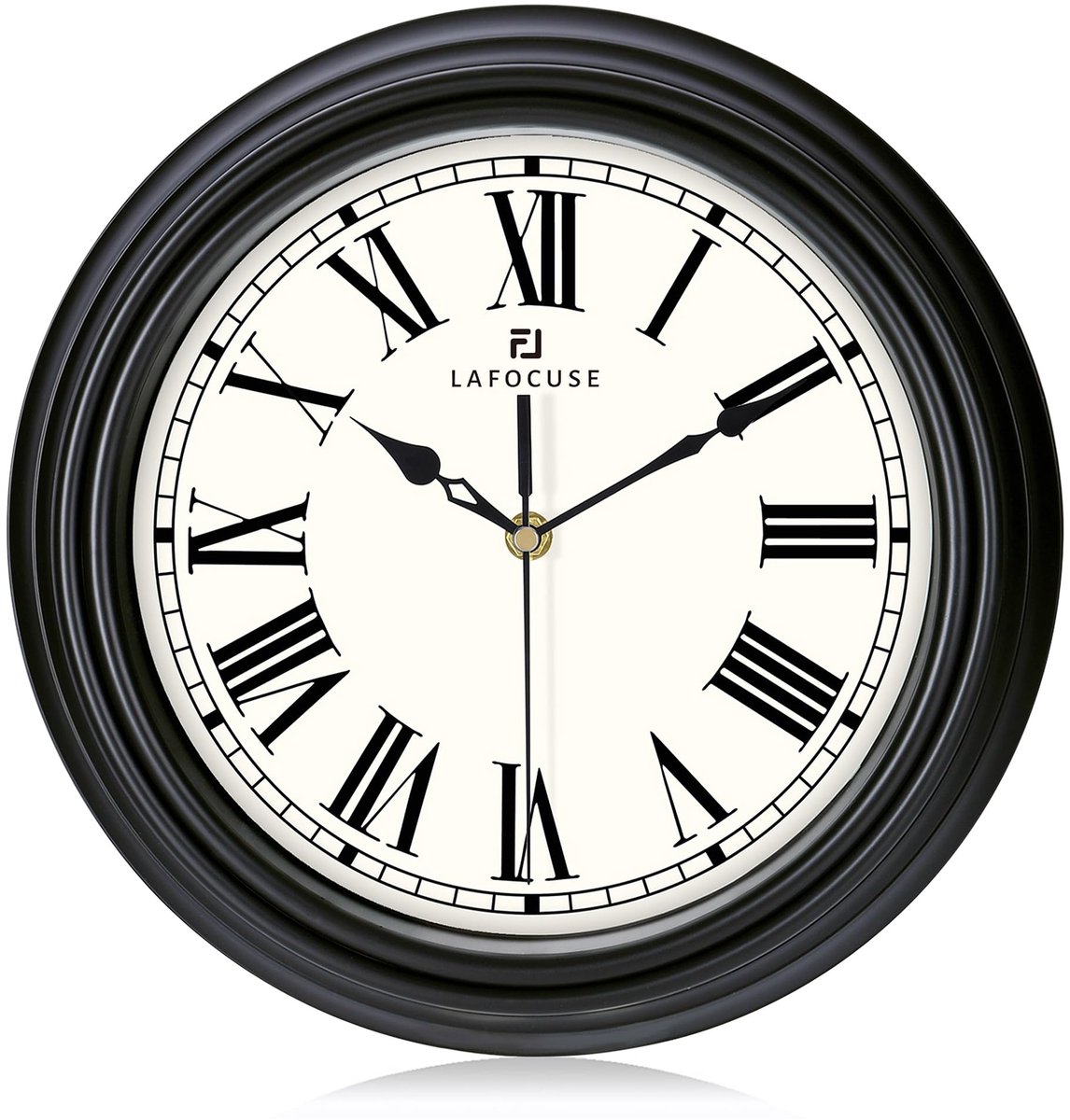 SnelShoppen - Stille Retro Zwarte Wandklok 30 cm Analoog Rond met Romeinse Cijfers - Decoratieve Niet-tikkende Muurklok voor Keuken, Woonkamer, Slaapk