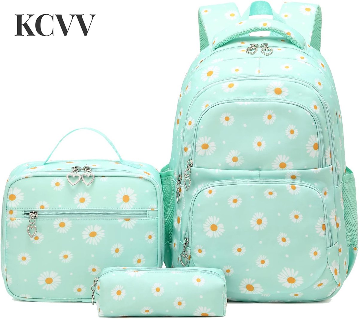 Rugzak meisje 7 jaar-rugzak meisje 8 jaar-Schoolrugzakset - Lunchtas Pennenbakje - Tieners Meisjes Jongens - Rugzak voor de basisschool of middelbare school - Waterdichte & Praktische rugzak of reisrugzak - Groen - 23x9x28cm