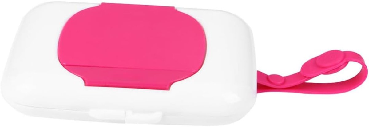 Babydoekjeshouder - Doekjesdispenser Reizen - Hygiënisch Onderweg - Met Drukknop - 16x11x3 cm - Roze