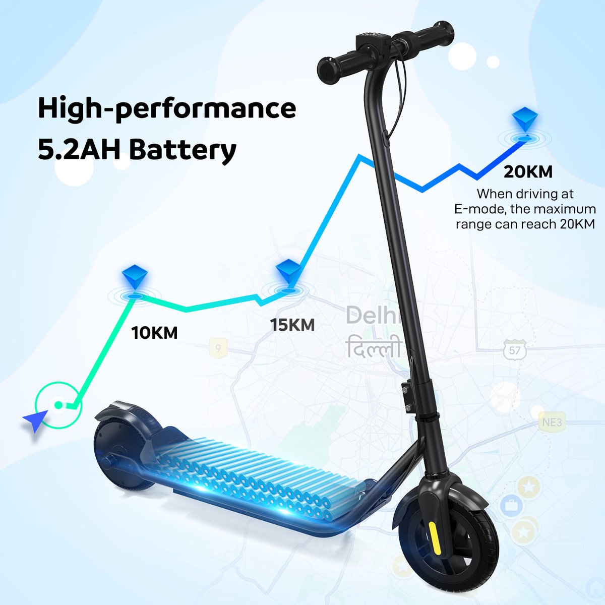 EVRCROSS E6 Elektrische Step kinderen 150W Motor - 16 km/u - 20 km Actieradius - 60 kg Draagvermogen voor Kinderen 6-12 Jaar — afbeelding 4