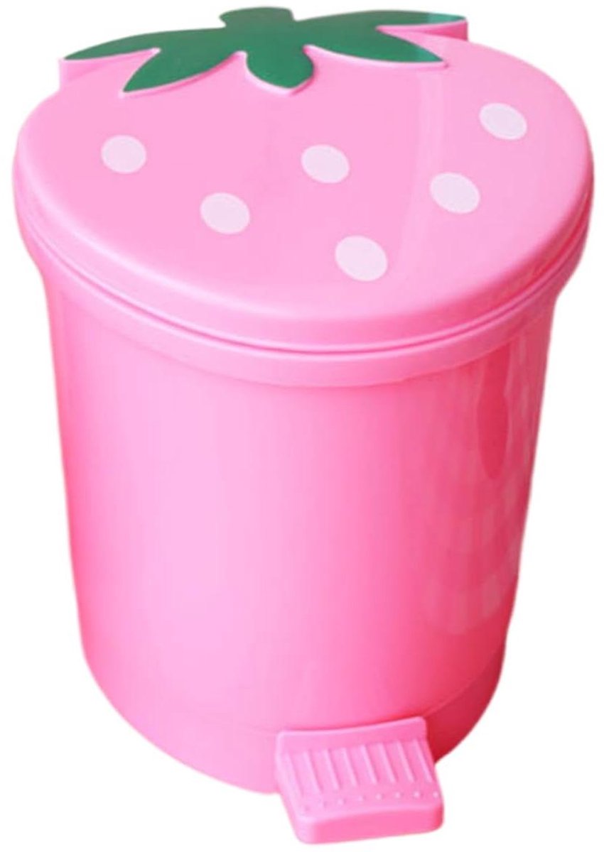 Aardbeien Prullenbak - Keuken Vuilnisbak - Afval Beheren - Cartoon Aardbei Design - 11.2 x 9.5 x 9.6 cm - Roze