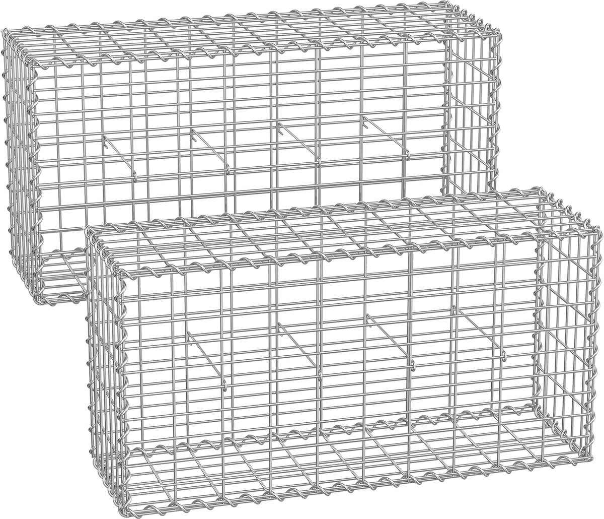 Gabione stenen Mand Voor Tuin Hek Zilver