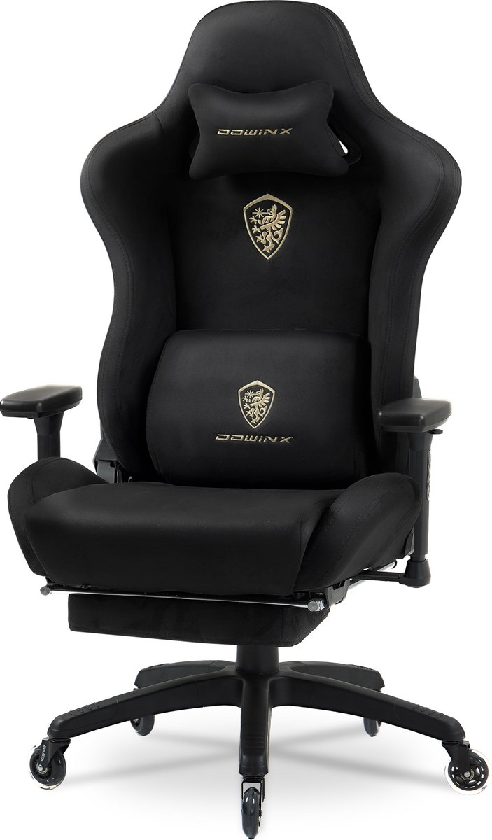 Dowinx Gamingstoel - Ergonomische bureaustoel - Voetensteun en 3D-armleuningen - Belastbaar tot 200 kg - Gamen en thuiswerken - 72 x 70 x 135 cm - Zwar