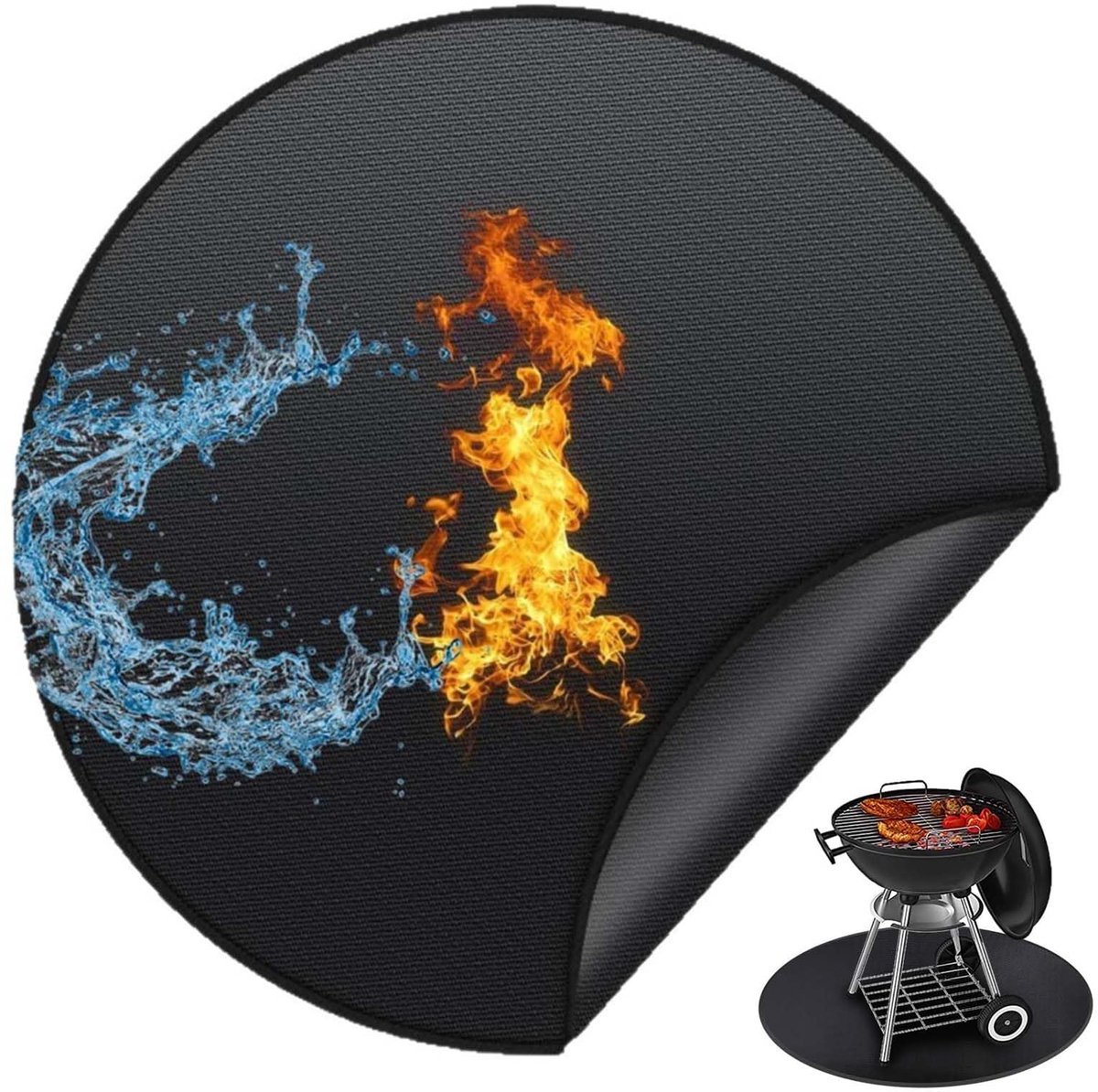 SnelShoppen - Vlamvertragend Tapijt Vuurvaste Haardmat BBQ Mat Open Haardmat Rond Waterdicht Oliebestendig 50 cm voor Buiten Vloer Tuin Camping Feest