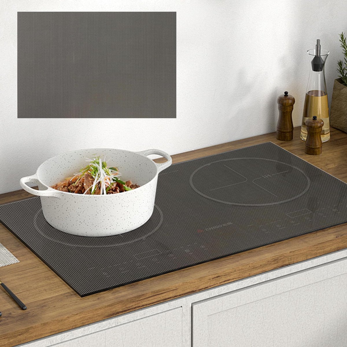 SnelShoppen - Grote Siliconen Inductie Beschermmat 52 x 80 cm - Grijs - Voor Kookplaat, Keukenbescherming, Onderzetter, Vlekbestendig, Eenvoudig Schoo
