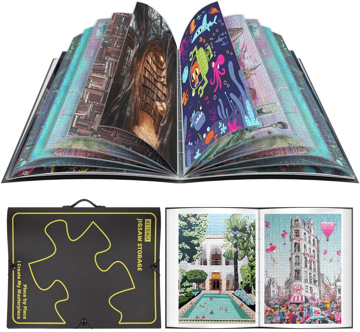 SnelShoppen - Puzzelopslag, Puzzelorganizer met 25 Vakken, Stofdicht en Beschermend Puzzelaccessoire voor 1000 Stukjes, Grote Capaciteit, Ideaal voor