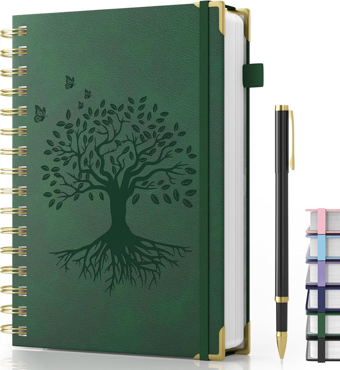SnelShoppen - Notitieboek A5 Gelinieerd Hardcover Leer Spiraal Dagboek met Pen 240 Pagina's 100 g/m² Dikkere Papier voor School Kantoor Schrijven voor
