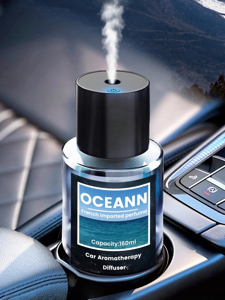 SnelShoppen - 160ml Grote Capaciteit Auto Luchtverfrisser met Oceann Geur, Aroma Diffuser, Ultrasone Vernevelaar, Slimme 3 Modi, Automatische In- en U