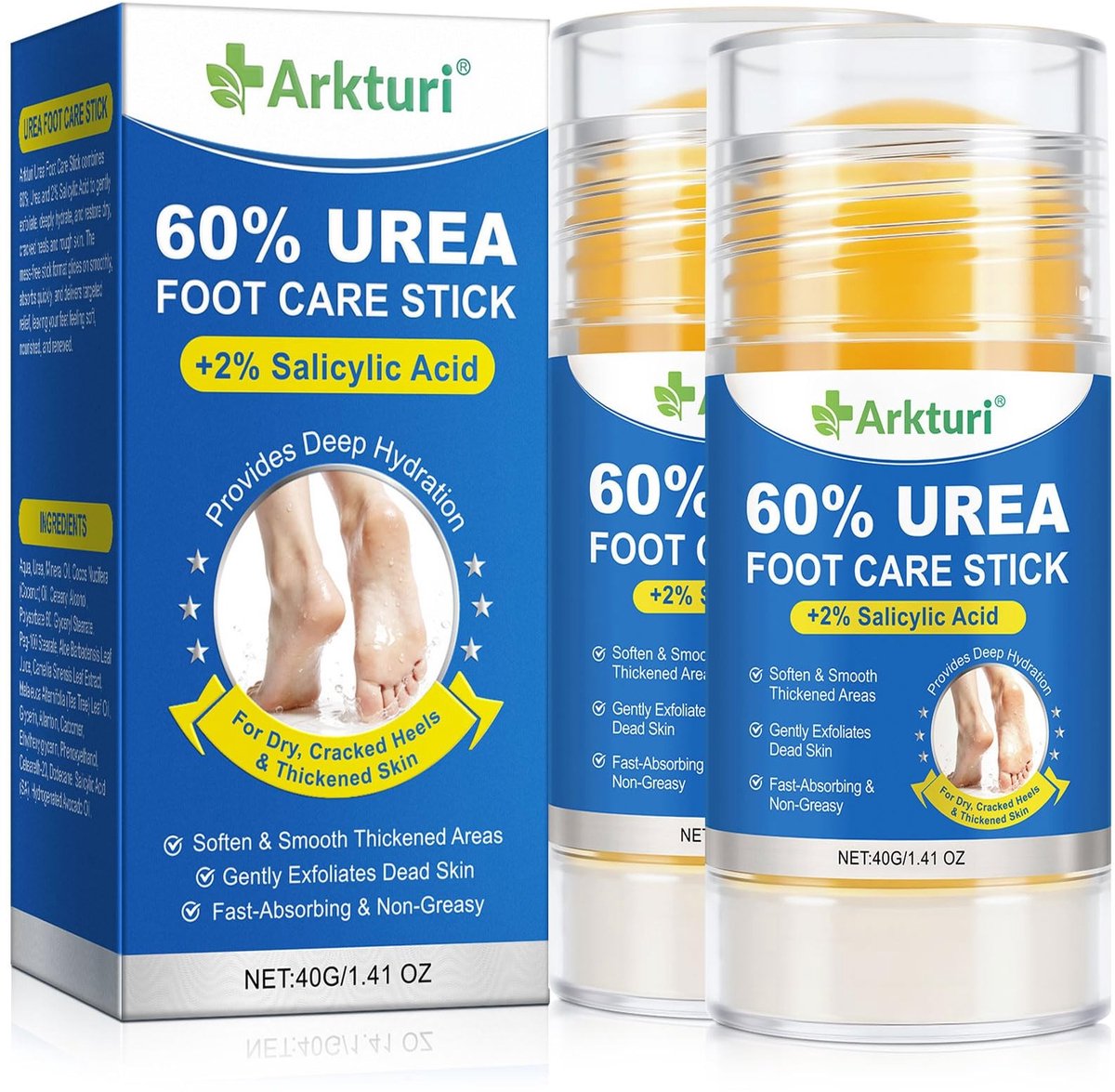 Dailygoods- Voetverzorgingsstick 60% Ureum - Voetcrème voor Droge Voeten - Eeltverwijderaar - Vochtinbrengende Crème - Hydratatie voor Gebarsten Hielen - 80 g