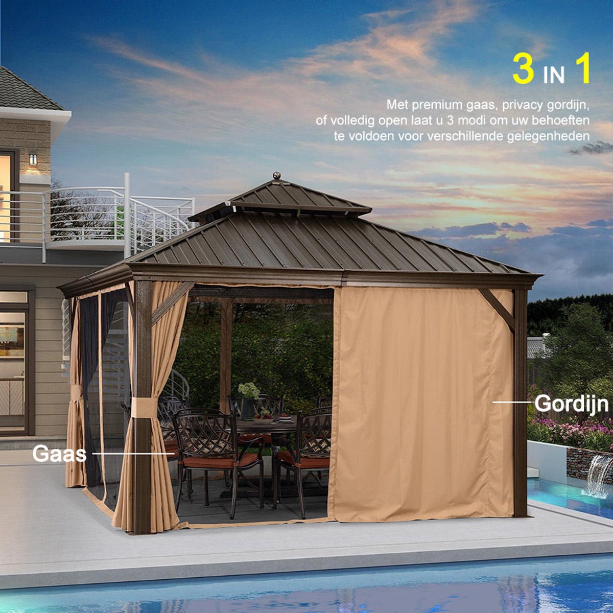 Purple Leaf Hardtop pavillon 4,25 x 3 m - bronze
