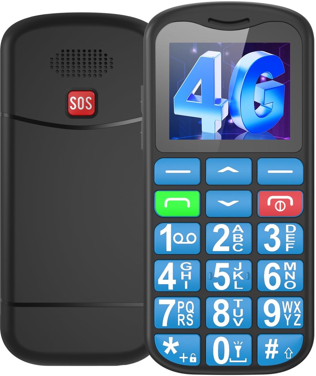 Dailygoods- Senior Mobiele Telefoon 4G - Grote Toetsen - 1,8 Inch LCD-Display - Hoog Volume - SOS-Knop - Laadstation - Bluetooth - Eenvoudige Telefoon