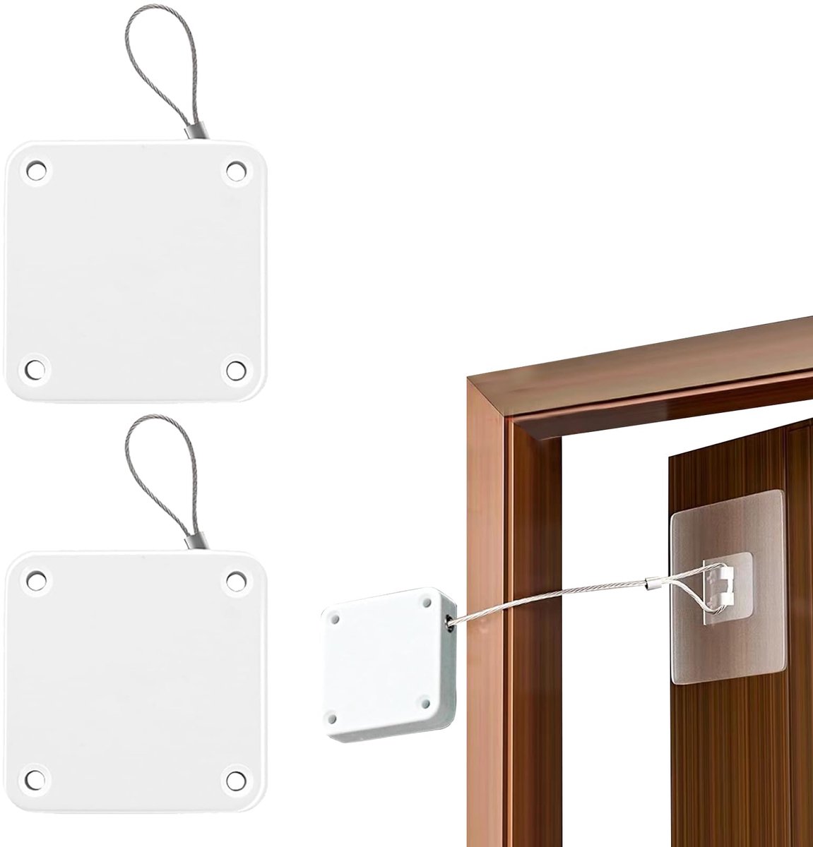 Dailygoods - Automatische Deurdranger - Zonder Boren - 1000g Trekkoord - Zwart - Deuren automatisch sluiten - Ideaal voor kamerdeuren - Eenvoudige ins...