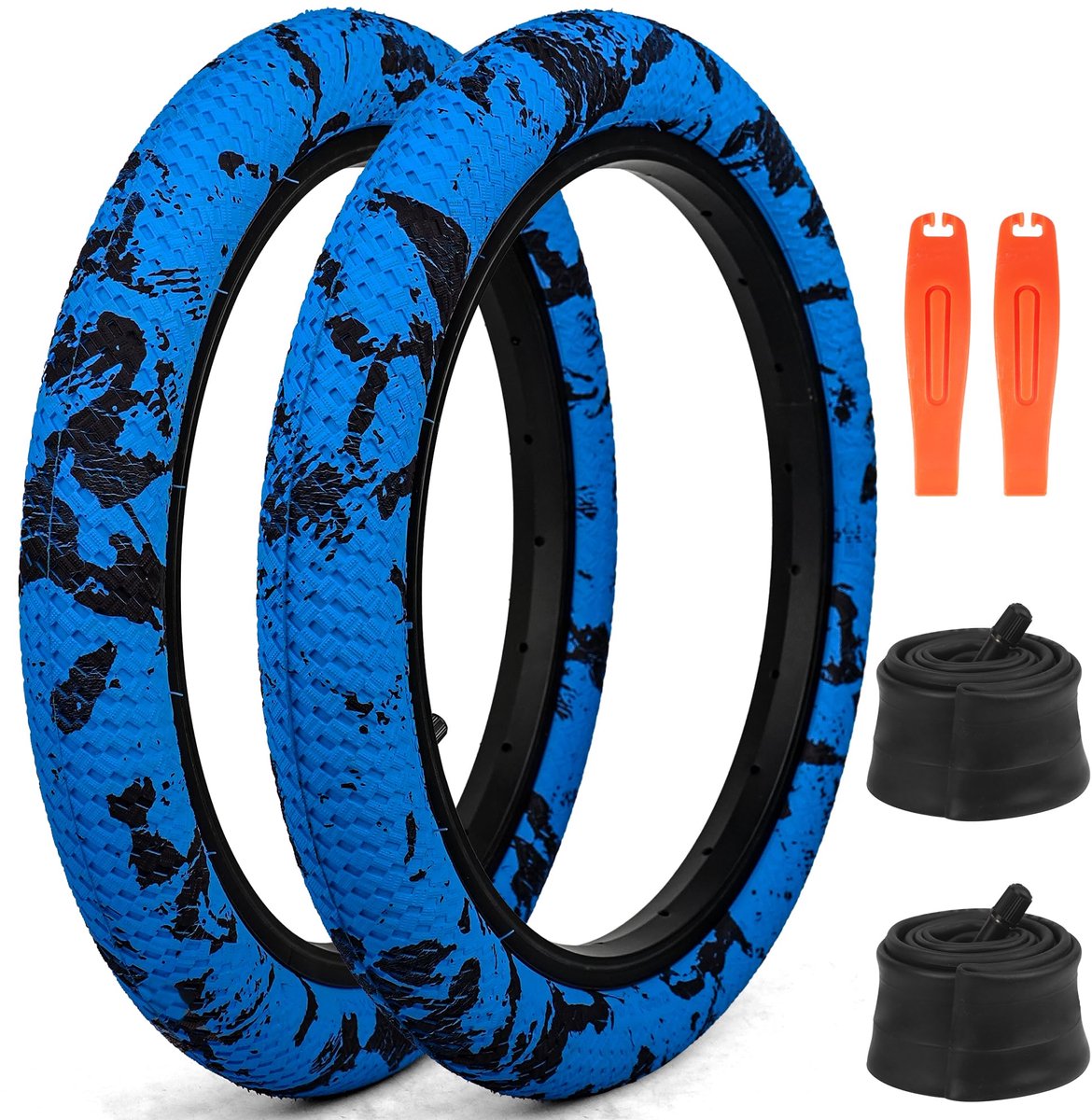 SnelShoppen - Fietsbanden set van 2 vouwbanden 16 x 2,125 met binnenbanden - Reservebanden voor BMX en MTB - Blauw, 16 inch voor fietsen