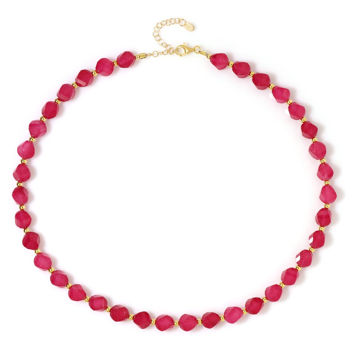 Cavill - Halsketting 925 Sterling Zilver Verguld - Fuchsia Kwarts 137,635 ct & Gouden Hematiet 14,589 ct - Elegante Verstelbare Dames Ketting