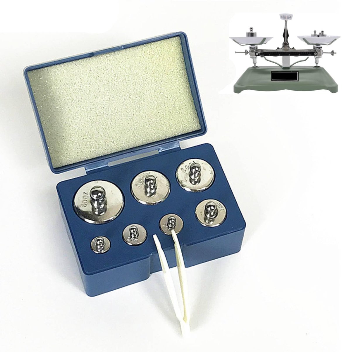 Dailygoods - 7-delige Kalibratie Gewichtset met Tweezers en Opbergdoos