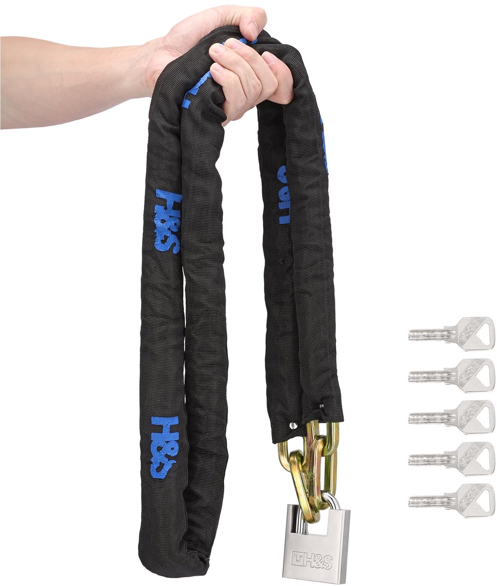 Dailygoods - Heavy Duty Motorslot met Hangslot en Veiligheidsketting - 10 mm x 2 m