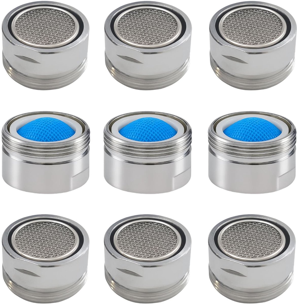 Dailygoods- Kraanbeluchter 9-pack - Verchroomd Messing - Roestvrij Staal Gaas - Spatvrij O