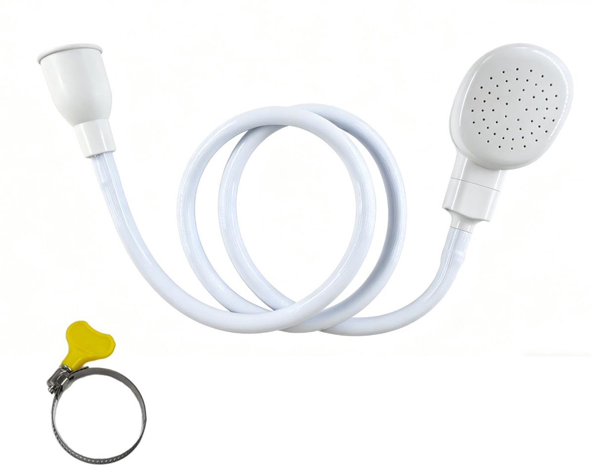 Dailygoods - 1m Handheld Douchekop met Slang voor Badkranen - Verstelbare Klemmen