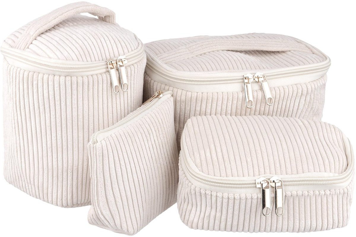 Dailygoods - 4-delige Make-uptas Set voor Dames - Draagbare Toilettas met Ritssluiting en Organisatie