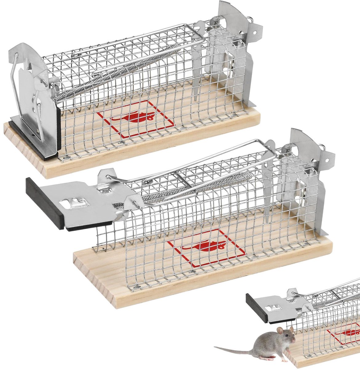 Dailygoods - Set van 2 Rattenvallen met Veer - Dierenvriendelijke Muizenvallen voor Binnen