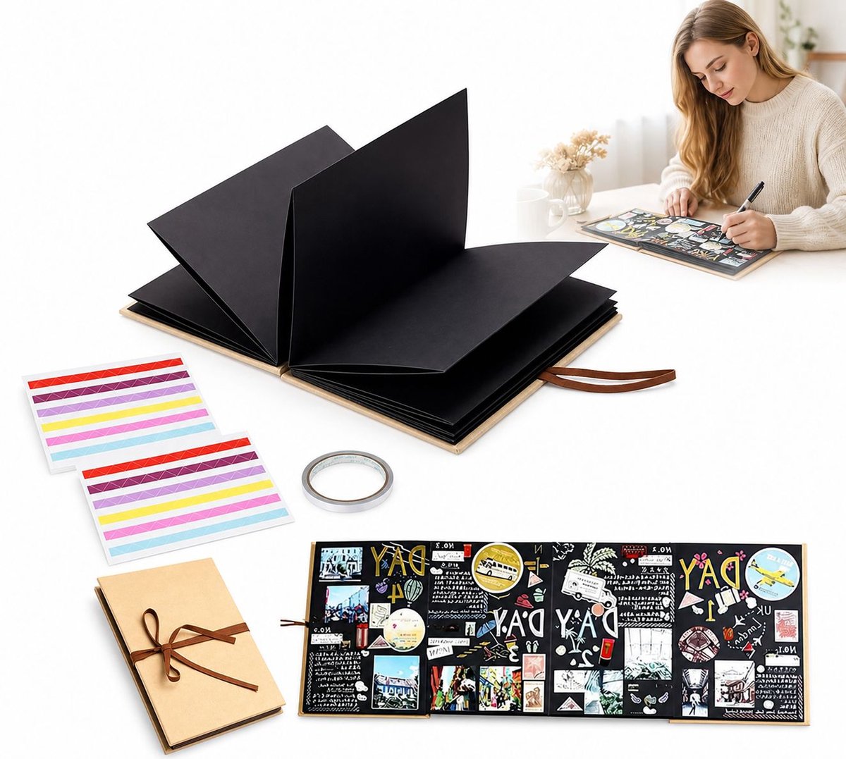VHV - DIY Fotoalbum 34 Pagina's - Persoonlijk Fotoboek 17,5 x 11,5 cm - Voor Herinneringen en Cadeaus