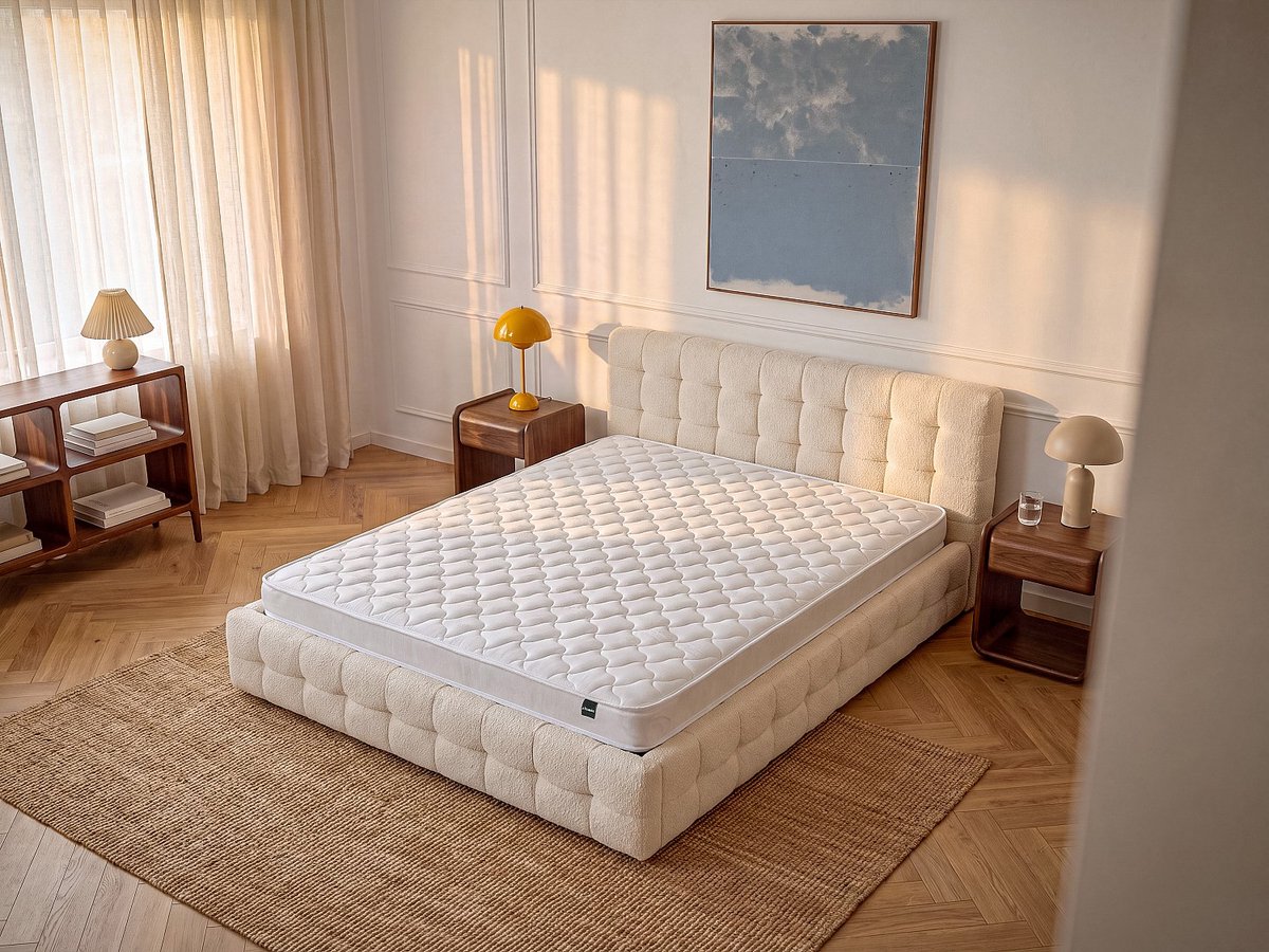 Vente-unique Matras 140 x 190 cm dikte 15 cm - DANAE van YSMÉE L 190 cm x H 15 cm x D 140 cm Wit