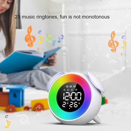 Digitale Muziekwekker - Wake-up Light - Natuurlijk Wakker Worden - Gekleurde Lichteffecten - 17 x 16 x 9 cm - Regenboog — afbeelding 3