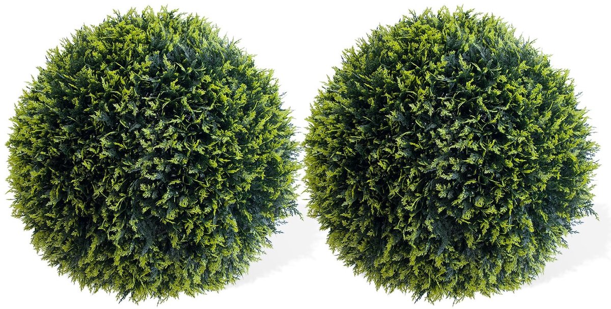 Danky - Ceder Gras - Kunstmatige Topiary Bollen - Ø63cm - Set van 2 - Met Ketting & Onderhoudsvrij