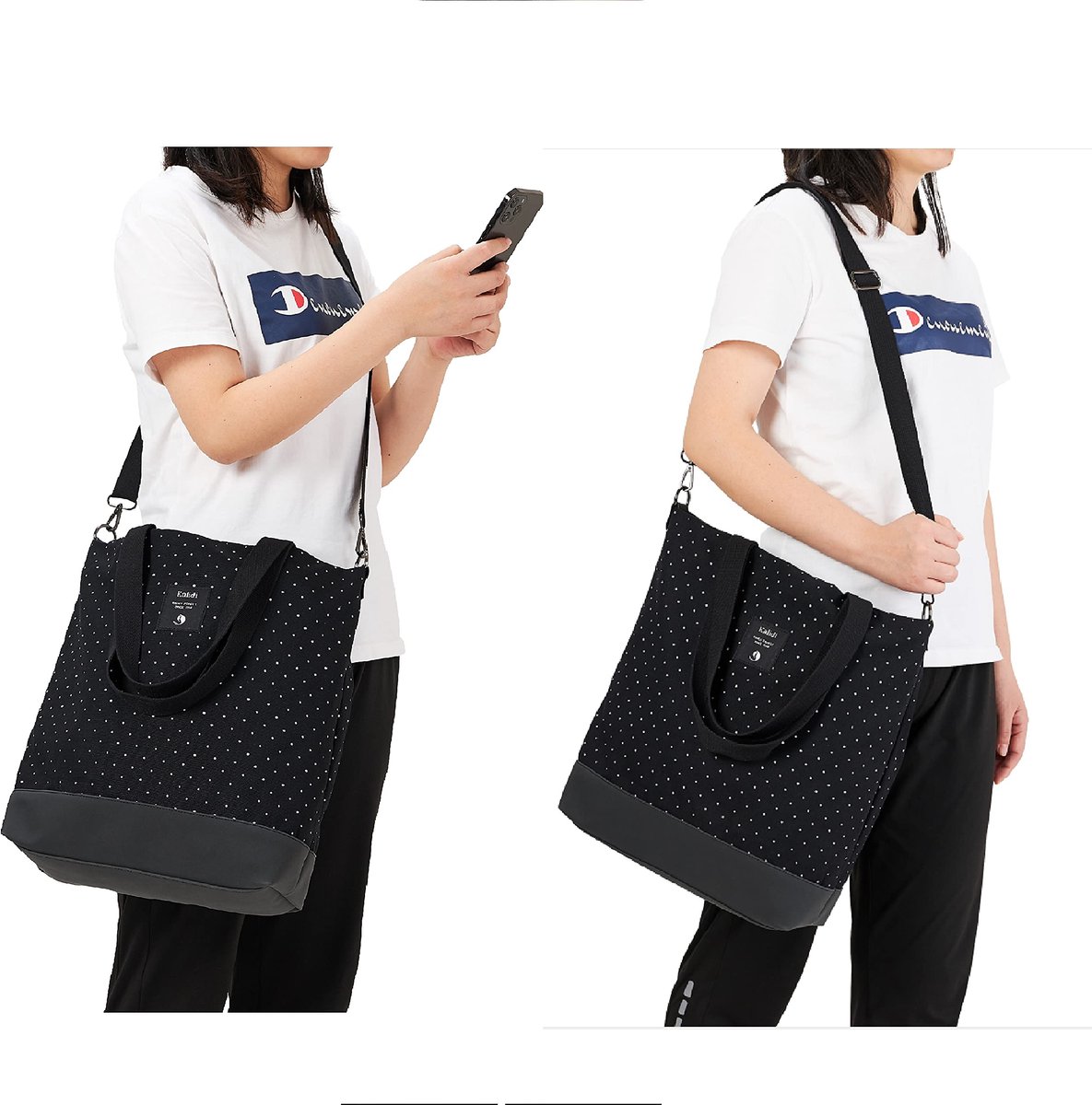 SnelShoppen - Grote canvas schoudertas dames, hobo bag, totepack, crossbody tas voor school, kantoor, werk, reizen, winkelen, L, flower design